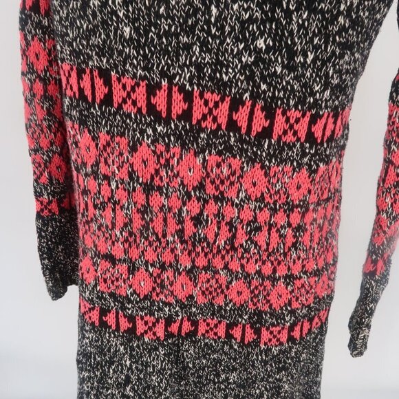 Express Black White Pink Marled Long Duster Style Sweater Size Small - Picture 7 of 8